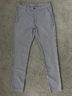 Rhone Seersucker Stretch Resort Pants Men's Size 32-Navy/White Vert. Stripes EUC